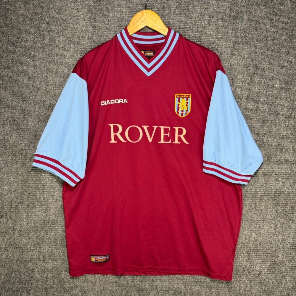Vintage Diadora Aston Villa 2002-03 Rover Home Jersey Claret Blue Mens 46/48 XL